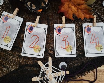 31 Day Halloween Card Advent Calendar; Halloween Decor; Digital Download Only