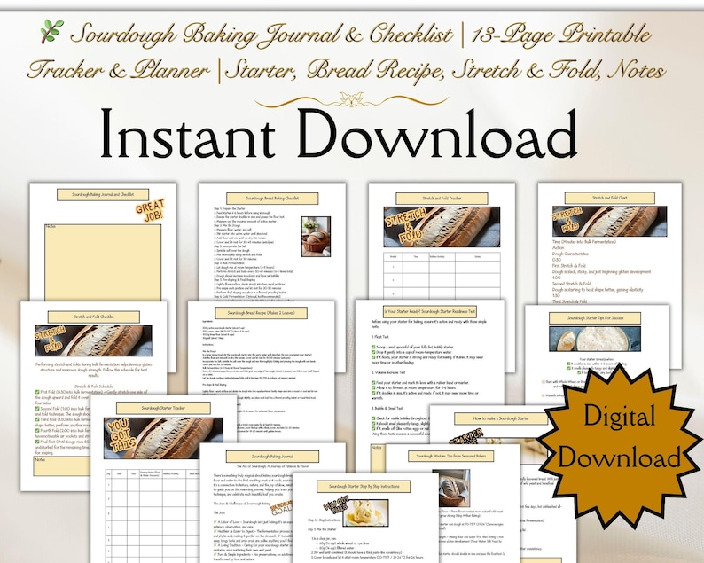 Baking Journal.pdf Sourdough Baking Journal and Checklist | 13-page Printable Tracker and ...