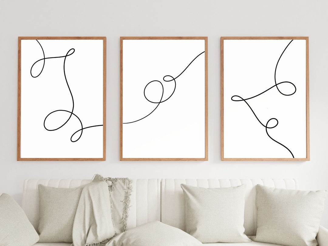 Minimalist Abstract Line Art Printable Wall Art, Digital Download Set