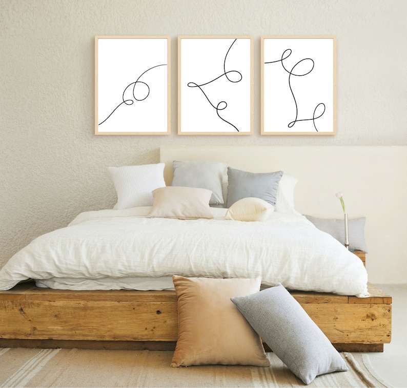 Minimalist Abstract Line Art Printable Wall Art, Digital Download Set