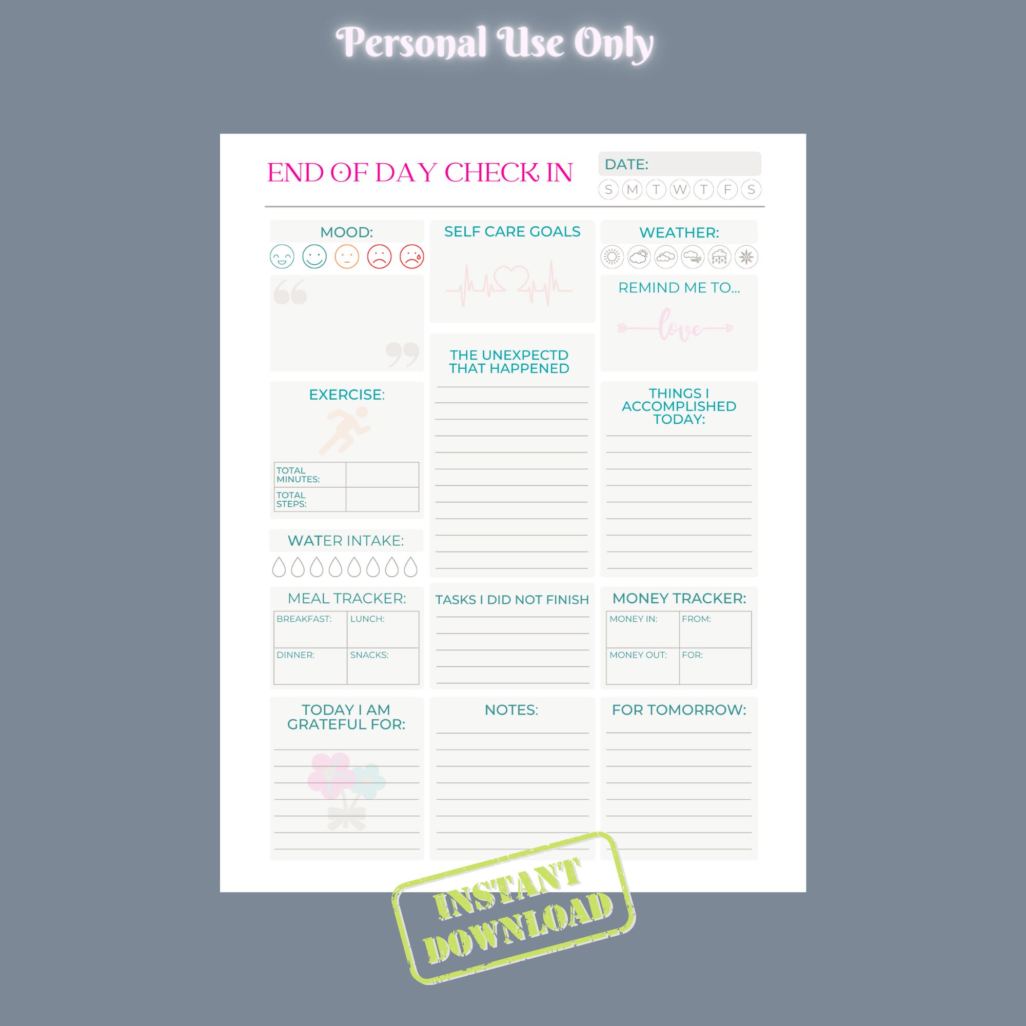Daily Cleaning Checklist With Bonus printable - Etsy