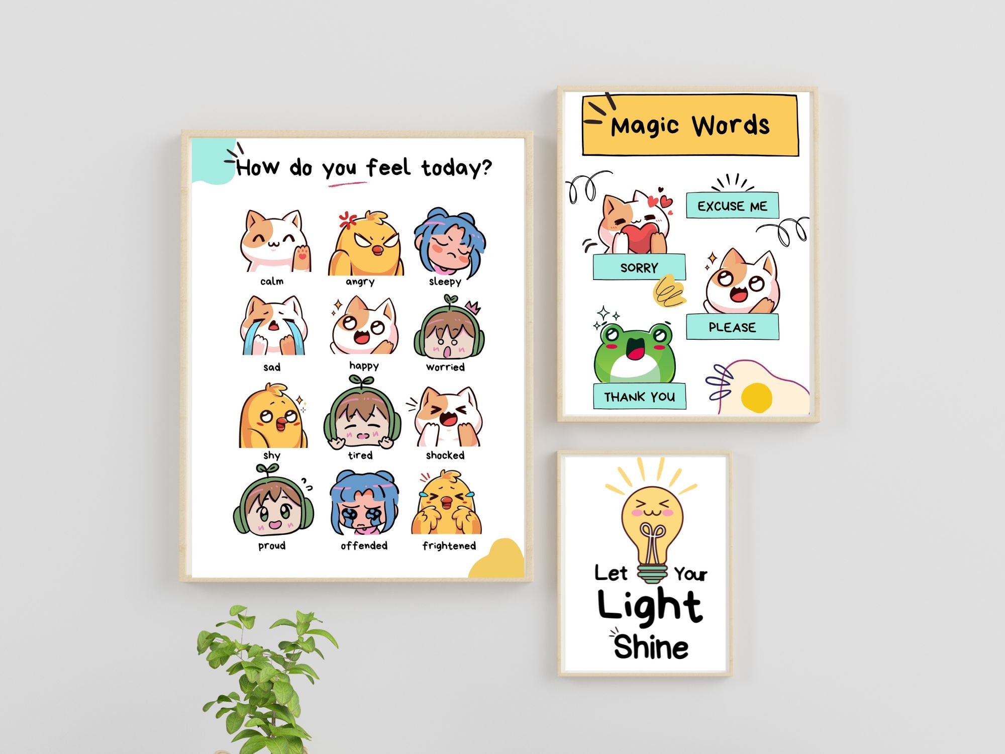 Kawaii Printable Posters. School Nursery Kindergarten Wall - Etsy
