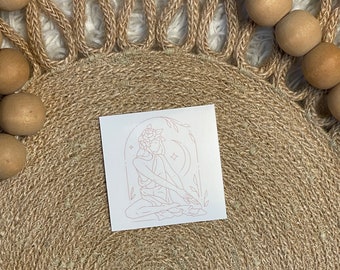 Boho female line art sticker 2inX2in