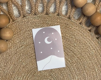 Boho desert night line art sticker 1.5inX2.5in
