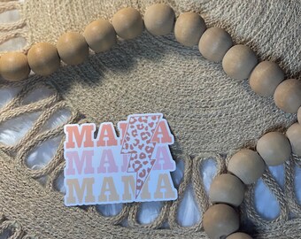 Mama with leopard print sticker 2.25x2in