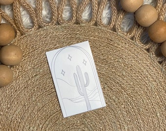 Boho desert cactus line art sticker 1.5inX2.5in