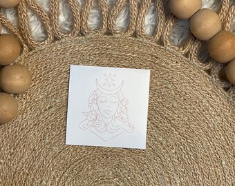 Boho woman line art sticker 2inX2in