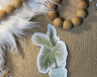 Clear potted palm plant sticker 4.5x2.5
