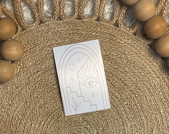 Boho eye line art sticker 1.5inX2.5in