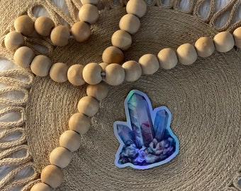 Holographic purple Crystal sticker 3x2.5