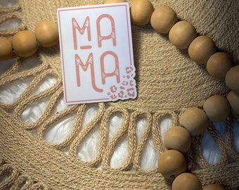 Clear iridescent  mama leopard print sticker 2x2.75