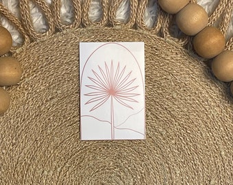 Boho fan palm line art sticker 1.5inX2.5in