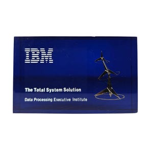 Vintage IBM The Total System Solution Cobalt Blue Paperweight