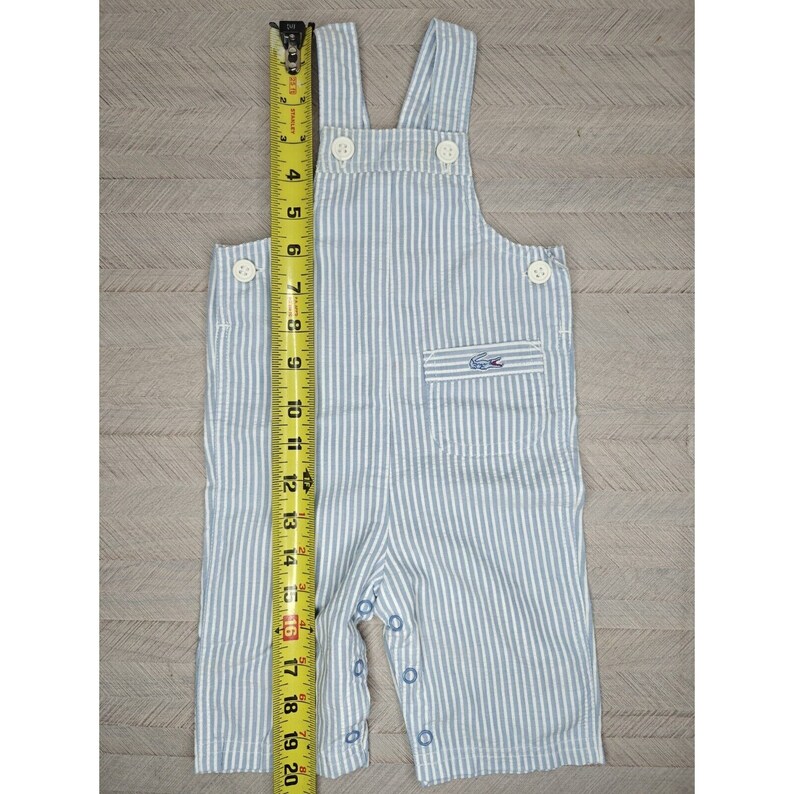 Vintage Lacoste Baby Boy Girl 3-6m Seersucker Overalls Blue Striped ...
