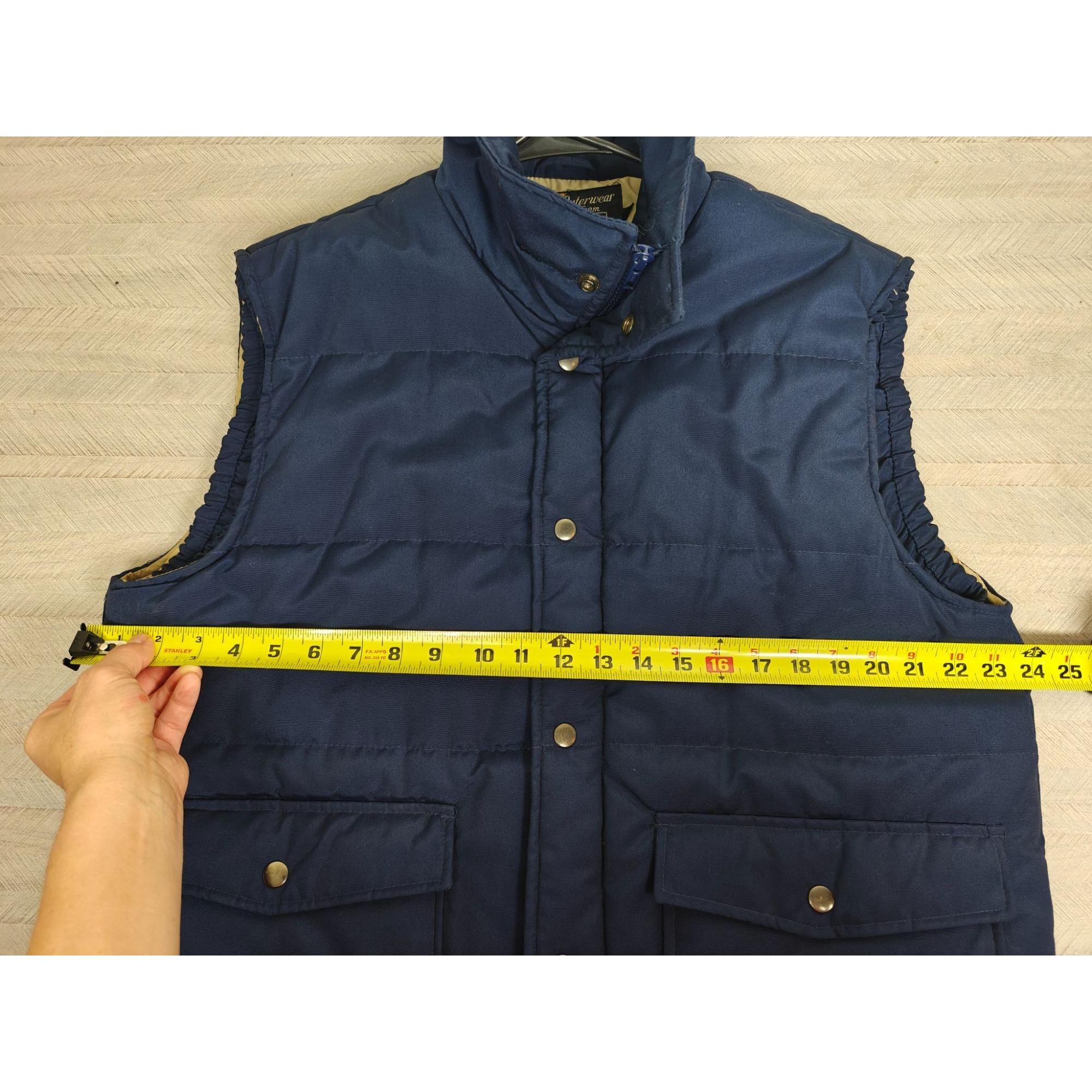 ジャケット・アウター SEARS Quilting Vest Vintage Sears Outerwear Men's XL Blue Quilted Sleeveless