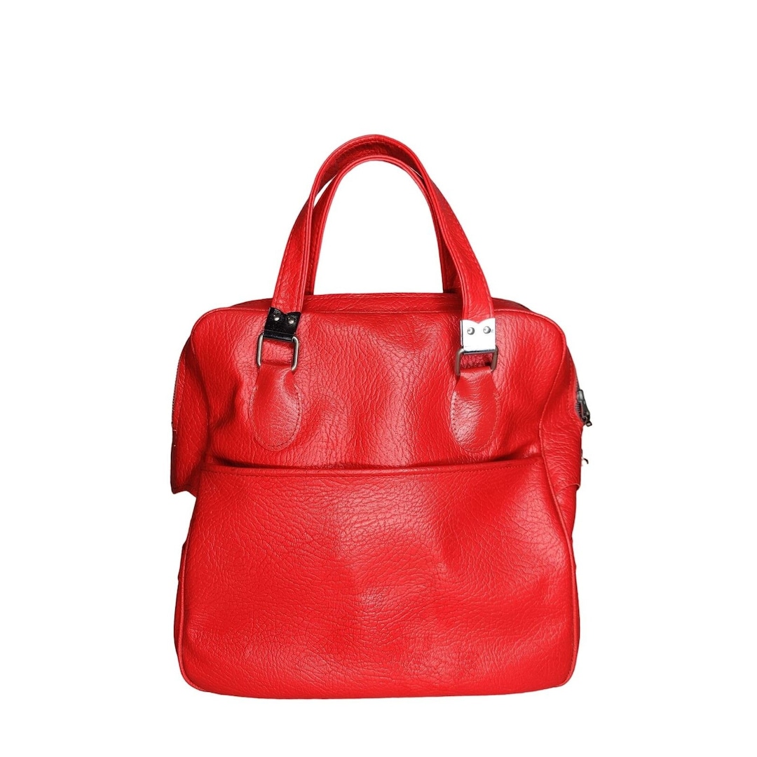 Vintage Sears Women's Travel Bag Red Leather Double Etsy
