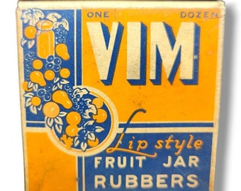 Vintage VIM Fruit Jar Rubbers Rings Lip Style Open Box Unused
