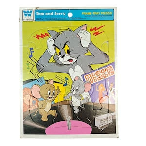 Vintage Tom & Jerry-puzzel met lijst en dienblad uit 1979, door Whitman