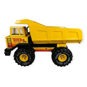 Vintage Tonka XMB-975 Yellow Dump Truck Turbo Diesel Large Pressed Steel Plastic