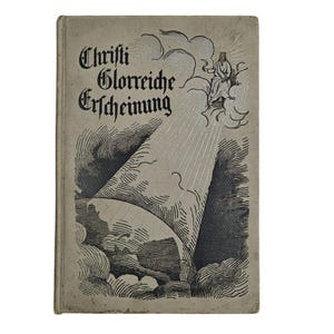Antiek Duits boek Christus&#39; glorieuze verschijning christelijke profetie geïllustreerd