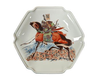 Vintage Toyo Japan decoratief bord met samoeraipaardontwerp Oosters decor