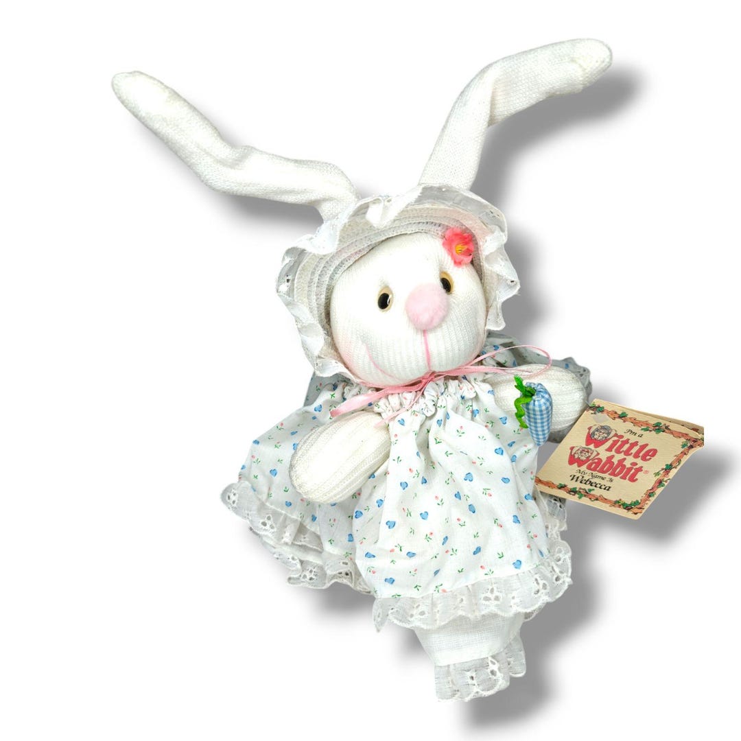 ぬいぐるみ vintage rabbit with ribbon Vintage Wittle Wabbit Webecca Stuffed Bunny Rabbit Doll With
