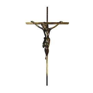 Vintage Brass Crucifix Wall Cross INRI Jesus Christ Figure 9&quot; Religious Decor