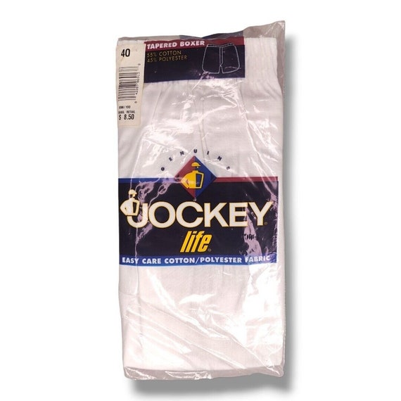 Vintage Jockey Life Men's White Tapered Boxer Underwear Size 40 NEW 1999 