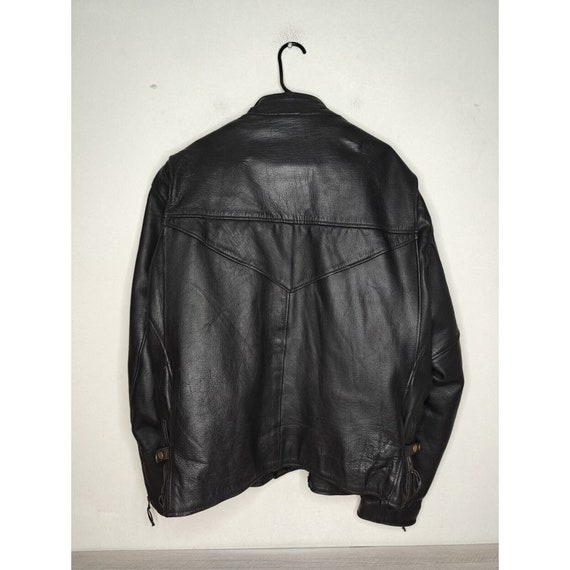 Vintage Black Leather Lined Motorcycle Biker Ridi… - image 2