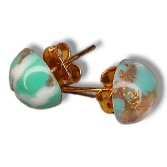 Vintage Turquoise Stud Pierced Earrings - image 1