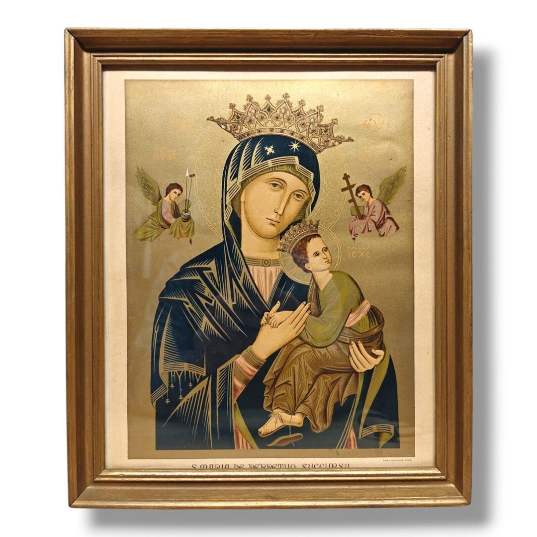 Vintage Virgin Mary Our Lady of Perpetual Help Framed Print Italy 13 ...