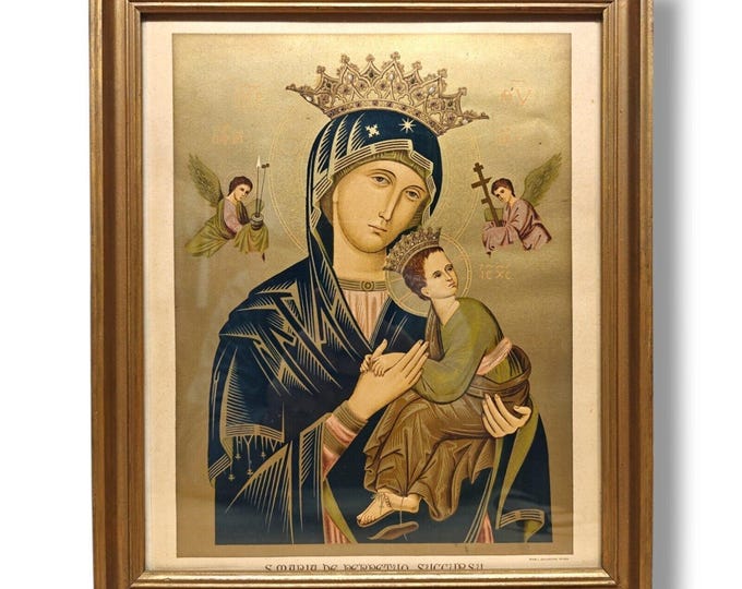 Vintage Virgin Mary Our Lady of Perpetual Help Framed Print Italy 13 ...