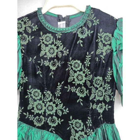 Vtg Gunne Sax Jessica McClintock Green Velvet Chr… - image 5