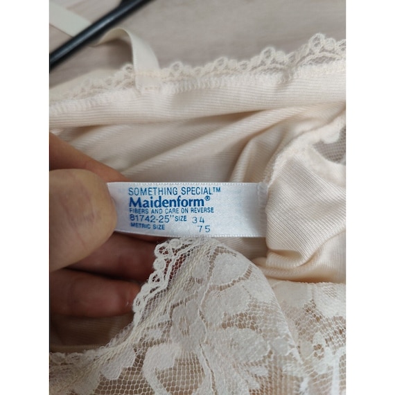 Vintage Maidenform Size 34 Full Slip Dress Non Cling Ivory Cream Nylon Lace  