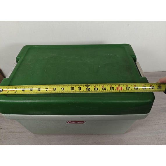 Vintage Coleman Green Plastic Ice Chest Cooler Metal Handles
