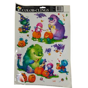 Vintage Halloween Fensterfarbe Clings Aliens Kürbisse Fledermäuse Jack o Lantern