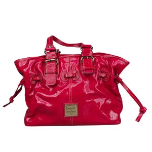 Vintage Dooney & Bourke 1975 Leather Shoulder Purse Handbag Red Buckles Y2K
