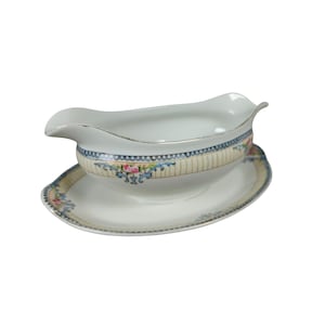 Vintage Noritake Savoy Gravy Boat With Attached Underplate Floral Pattern Japan