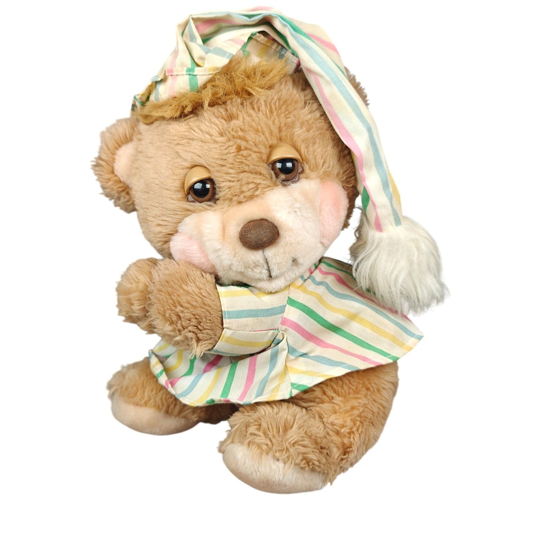 Vintage 1985 Fisher-price Sleepytime Betsy Bear Plush With Striped