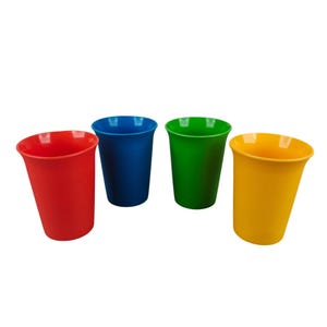 Vintage 4 Tupperware 109 Plastic Drinking Cups Multicolor Bell Tumblers