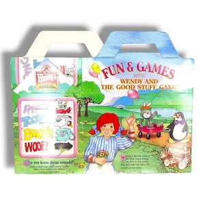 Vintage Wendy&#39;s Kids Meal Box Sin usar Good Stuff Gang 90s T1 (b) Prop de comida rápida