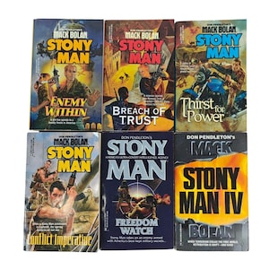 Lot de 6 livres de poche Mack Bolan Stony Man de Don Pendleton, action vintage