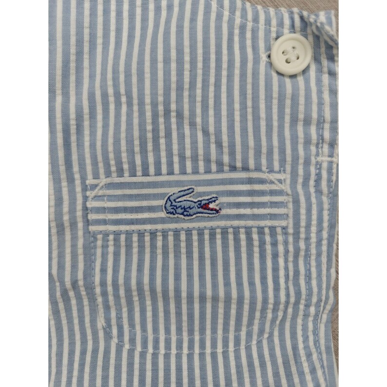 Vintage Lacoste Baby Boy Girl 3-6m Seersucker Overalls Blue Striped ...