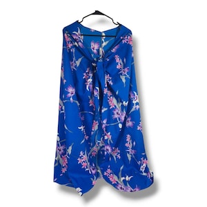 Vintage Andrade Swim Cover Up Dress Tie Front Floral Hawaiian USA Resort Wear