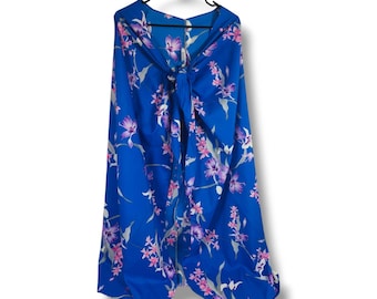 Vintage Andrade Swim Cover Up Dress Tie Front Floral Hawaiian USA Resort Wear