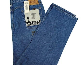 Sears Roebucks vintage jeans 40 x 30 heren blauw denim 100% katoen rechte pijpen NIEUW