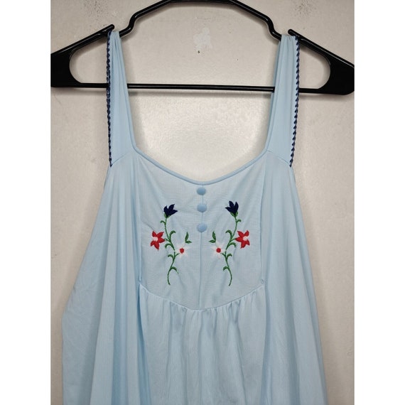 Vintage Sears Nightgown Blue Silky Nylon Long Wom… - image 2