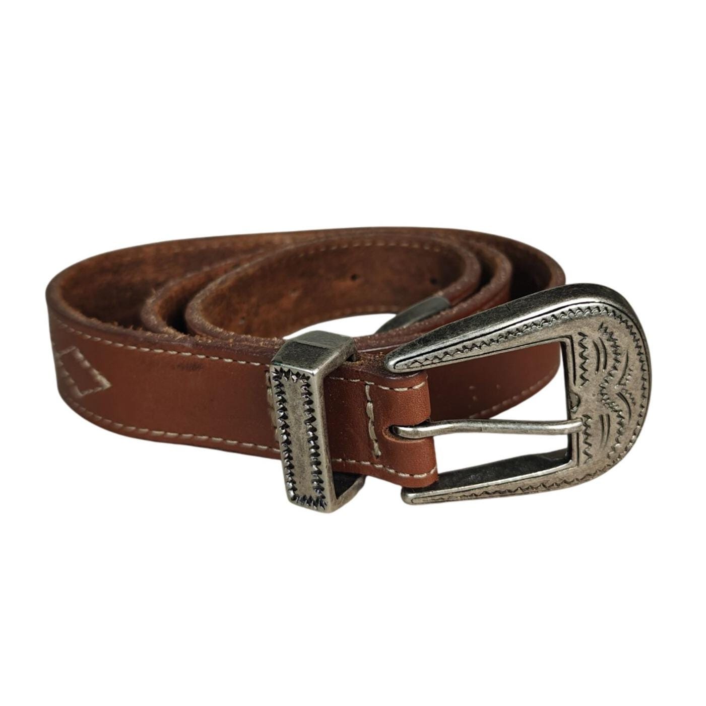 VTG 90s GAP Women\'s Brown Italian Leather Belt w/Silver Buckle - Size Large Vintage Gap Belt Large Brown Genuine Leather Wide Silver  main image 4