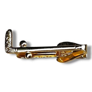 Clipe de barra de gravata de jacaré de golfe masculino vintage tom dourado 1,5&quot;