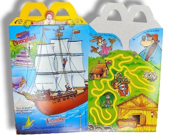 Vintage McDonald&#39;s Happy Meal Box Unused Disneyland Splash Mountain 90s S1